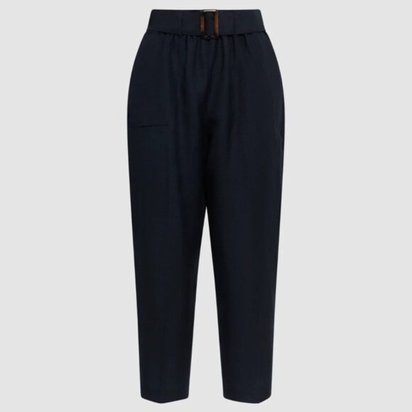 Laura Linen blend belted capri pants summer marine blue - Picture 5 of 9